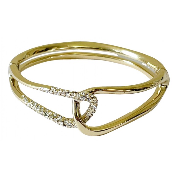 Alexis Bittar Jewelry - Alexis Bittar gold tone pave crystal detail Miss Havisham bangle bracelet